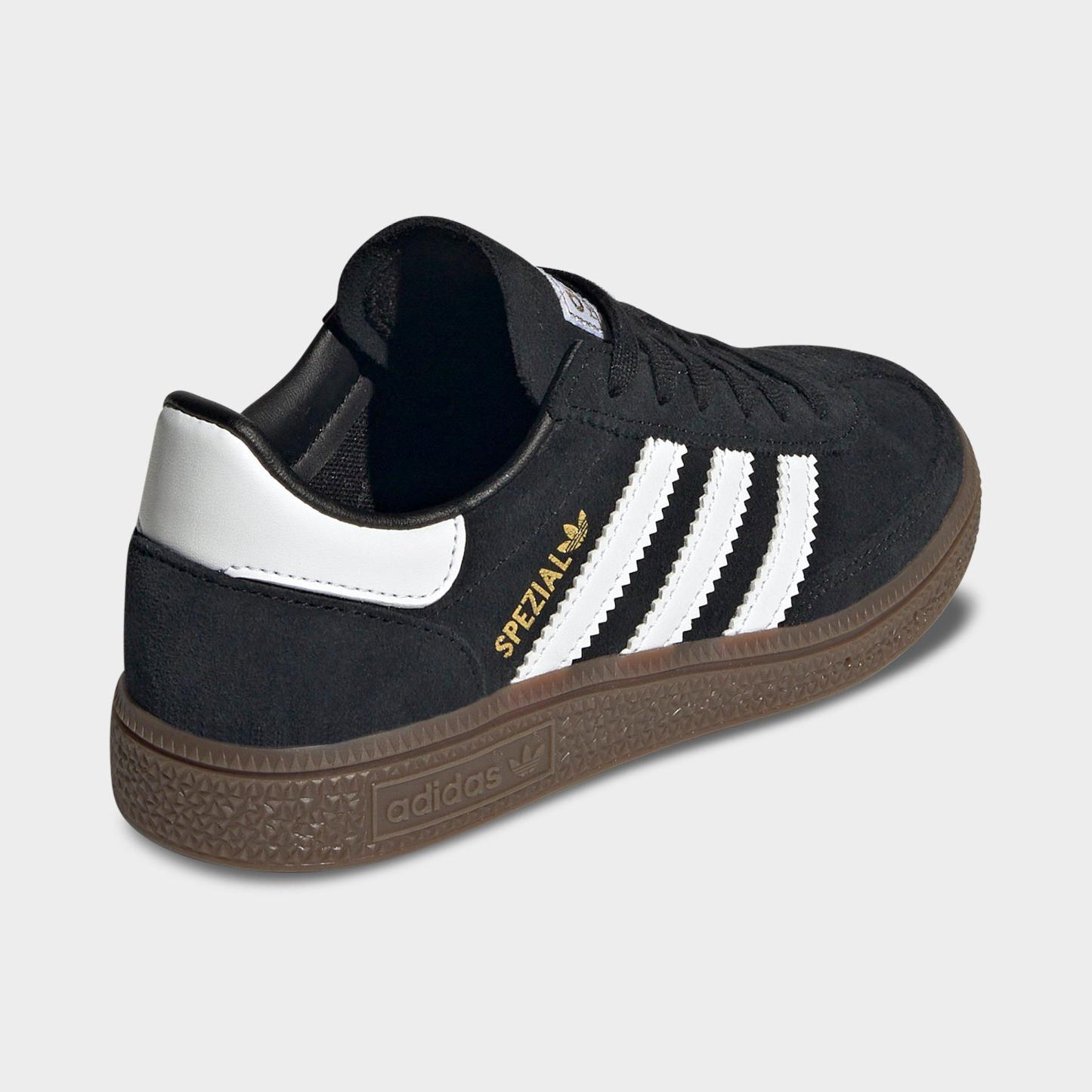 Girls' Little Kids' adidas Originals Handball Spezial Casual Shoes - Black/White/Gum - Back view