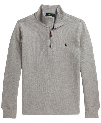 Polo Ralph Lauren Boys' 8-20 Estate Rib Quarter-Zip Sweater - Andover Heather