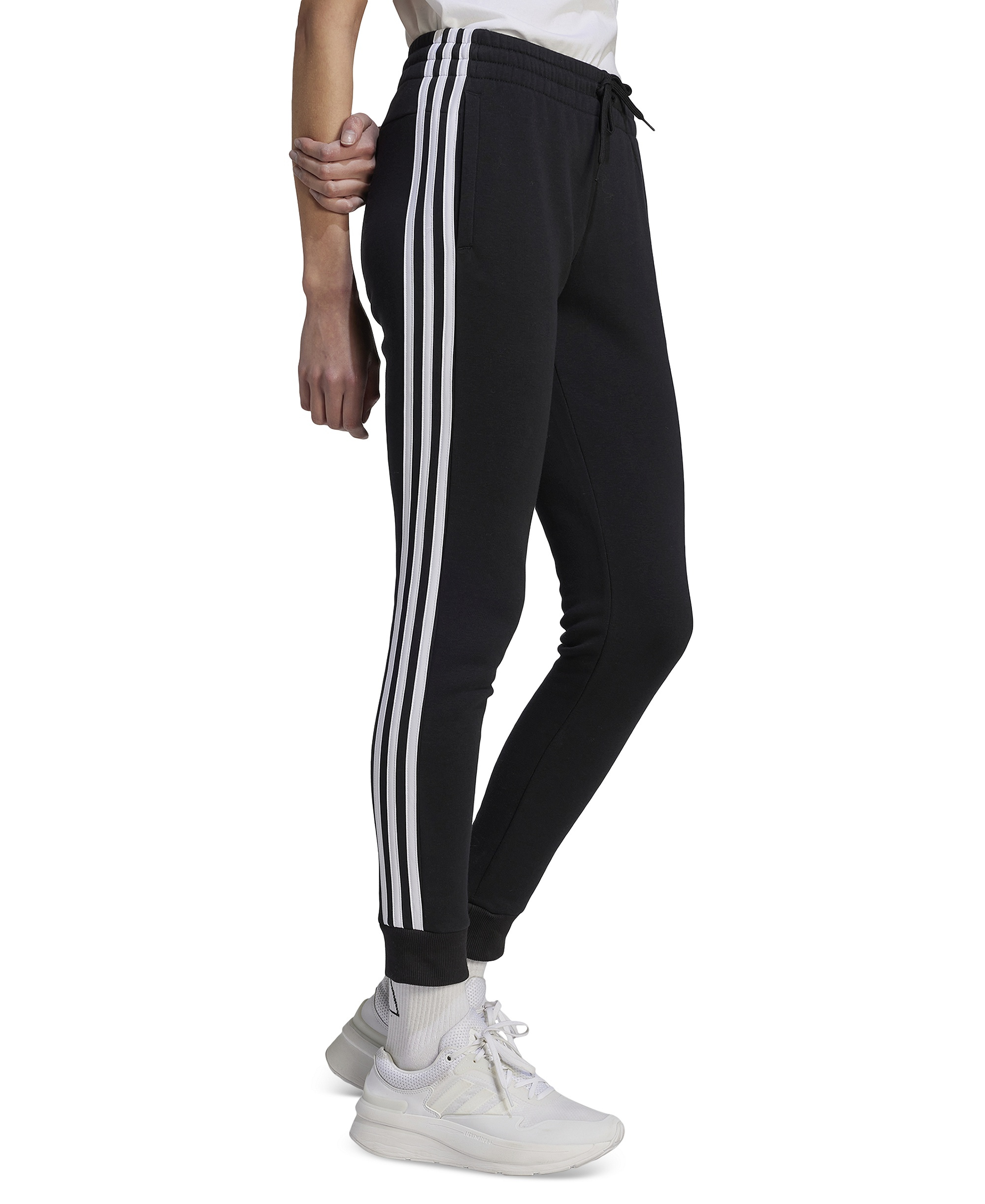 adidas Women's 3-Stripe Cotton Fleece Sweatpant Jogger - Black/white