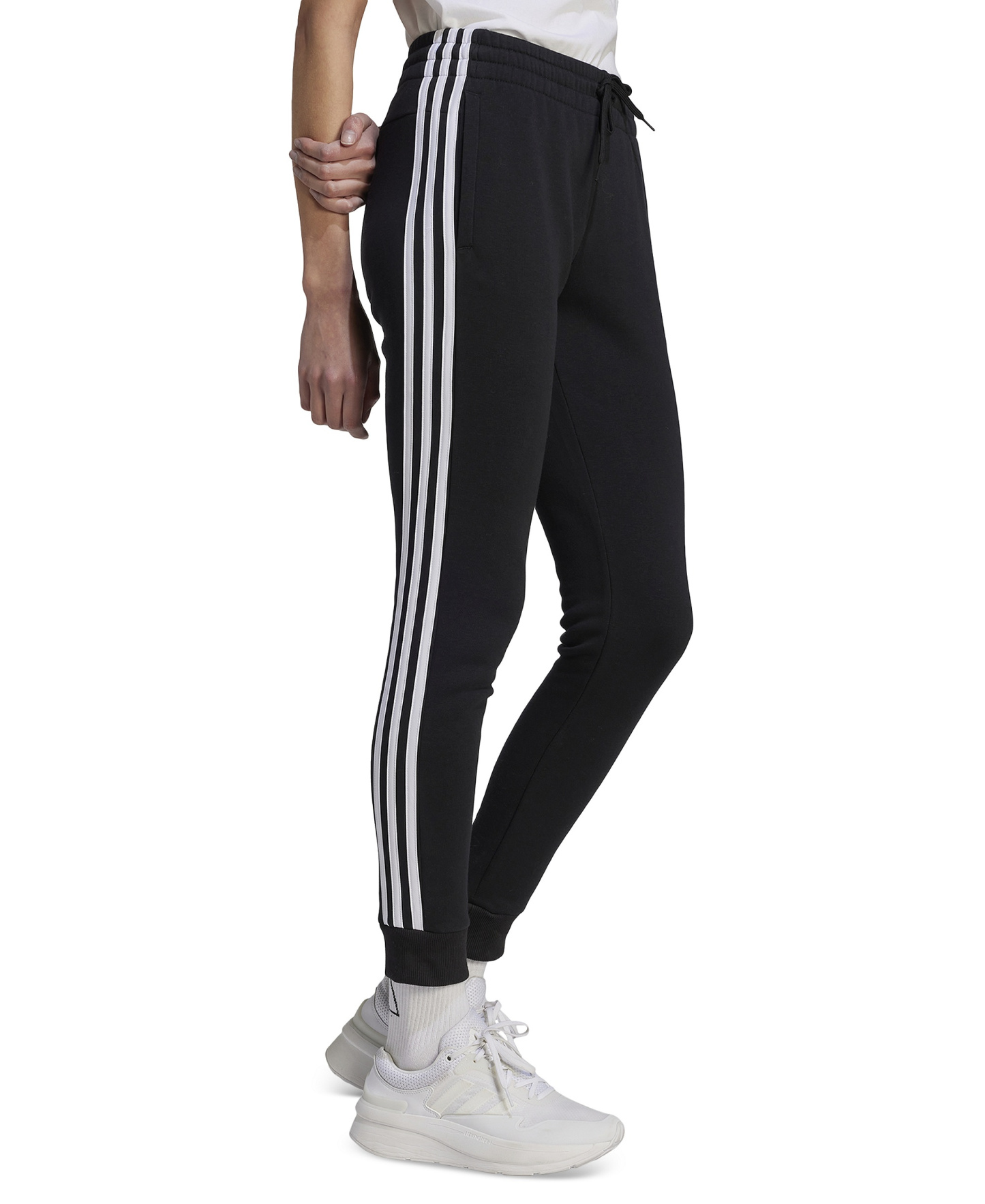 adidas Women's 3-Stripe Cotton Fleece Sweatpant Jogger - Black/white