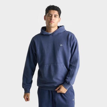 Men's adidas Originals Trefoil Essentials Washed Loose Pullover Hoodie - Dark Blue