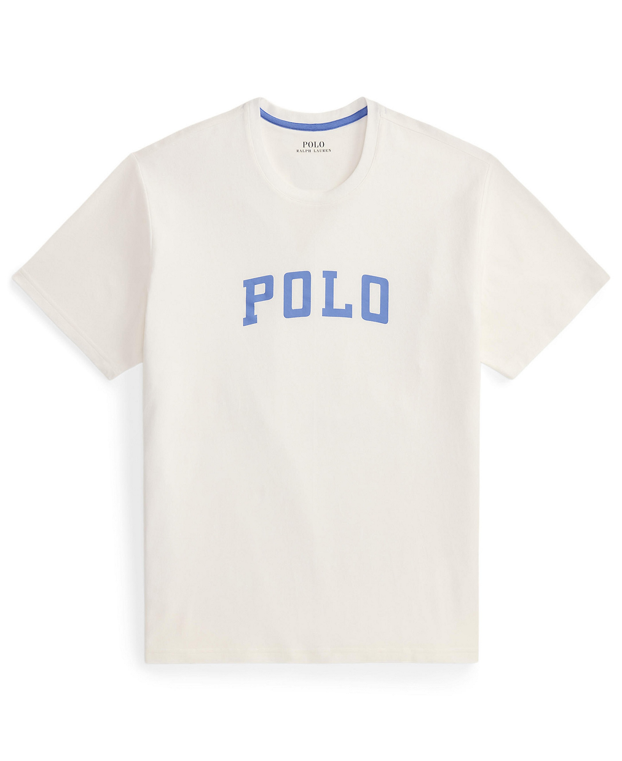 Polo Ralph Lauren Men's Crewneck Pajama T-Shirt - White/Harbor Island Blue Logo