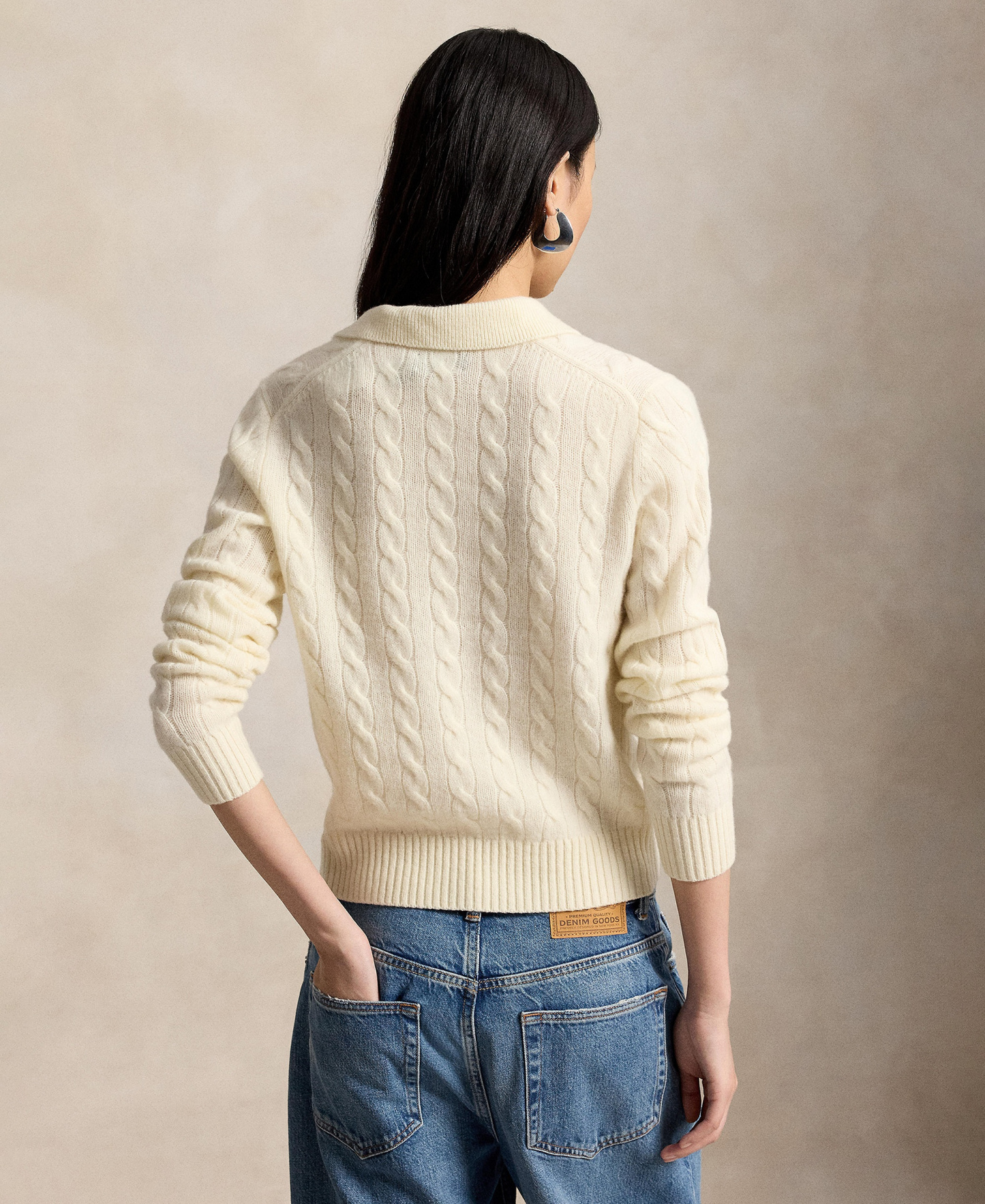 Polo Ralph Lauren Women's Cable-Knit Long-Sleeve Wool-Cashmere Sweater - Authentic Cream