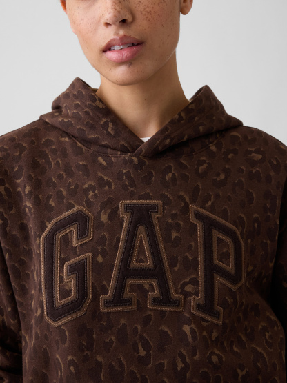 Relaxed Gap Logo Hoodie - Brown leopard