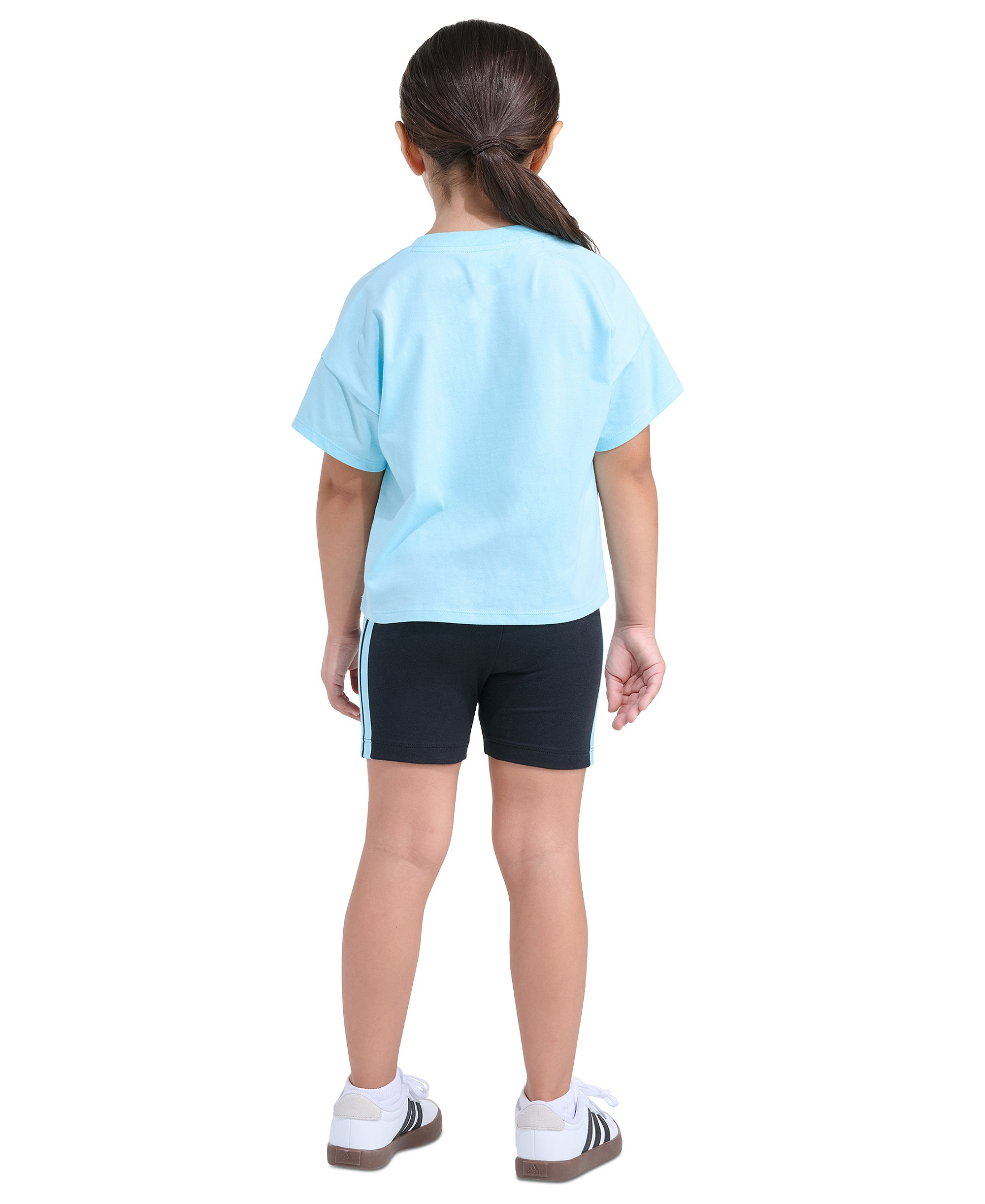 adidas Girls' 2T-6X Short-Sleeve T-Shirt and Bike Shorts, 2-Piece Set - Light Blue