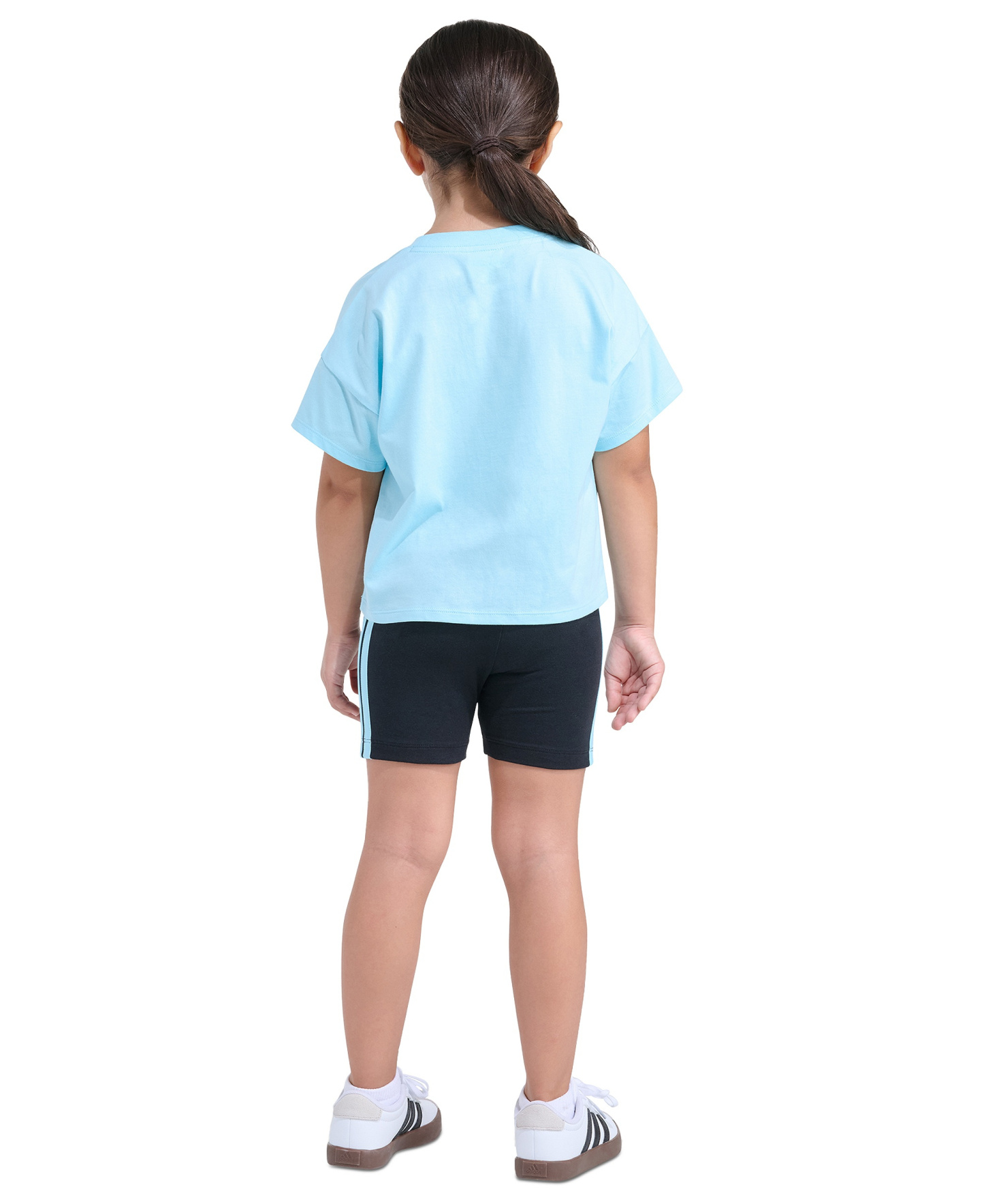 adidas Girls' 2T-6X Short-Sleeve T-Shirt and Bike Shorts, 2-Piece Set - Light Blue