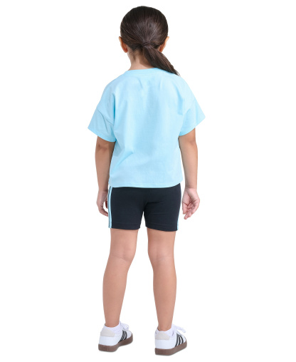 adidas Girls' 2T-6X Short-Sleeve T-Shirt and Bike Shorts, 2-Piece Set - Light Blue