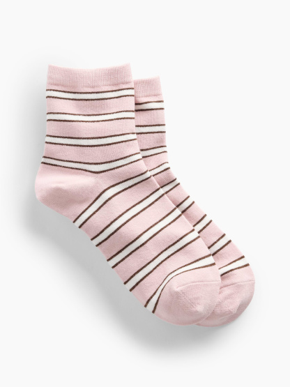 Stripe Half Crew Socks - Pink stripe