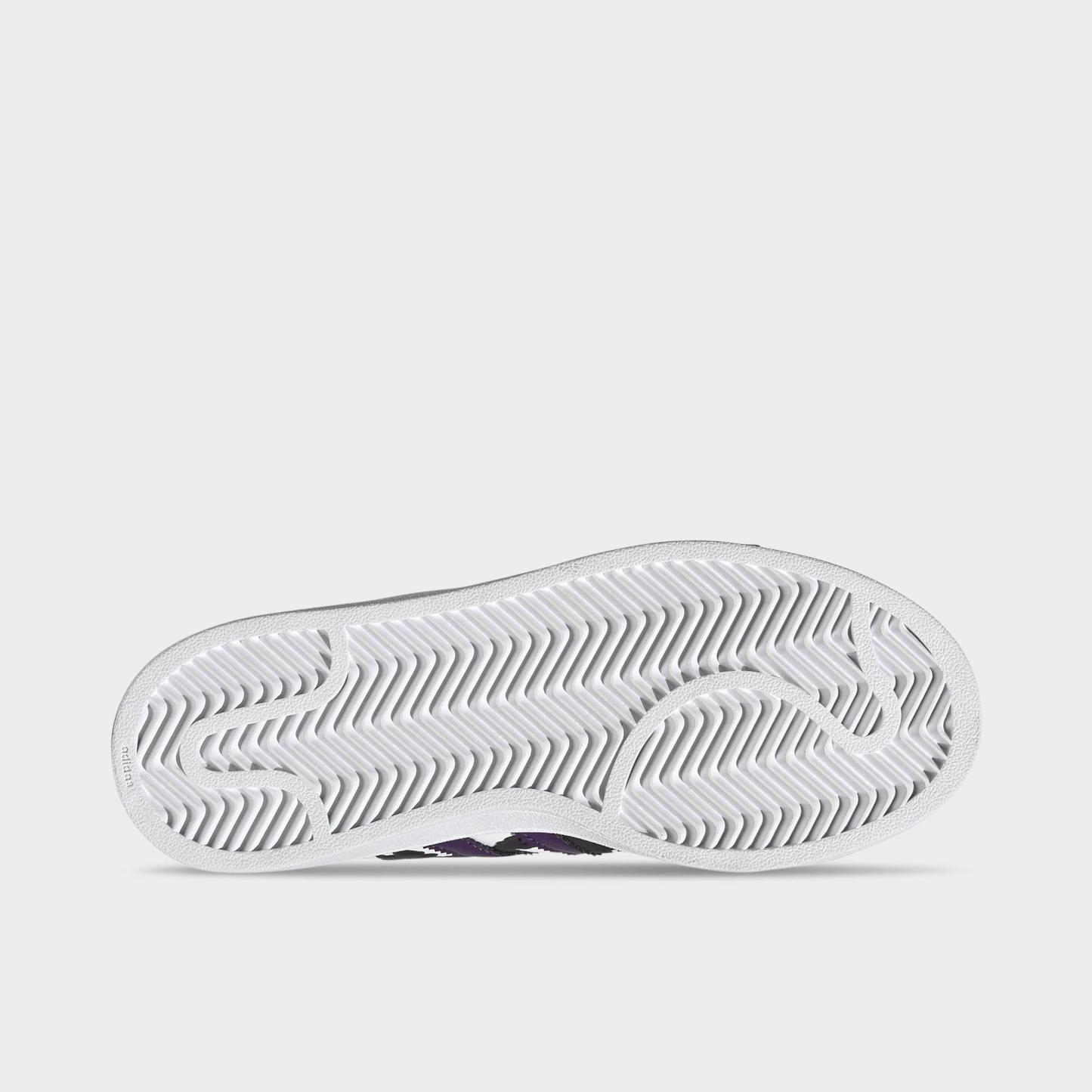 Big Kids' adidas Originals Superstar II Casual Shoes - Crystal White/Violet/Cloud White - Bottom view