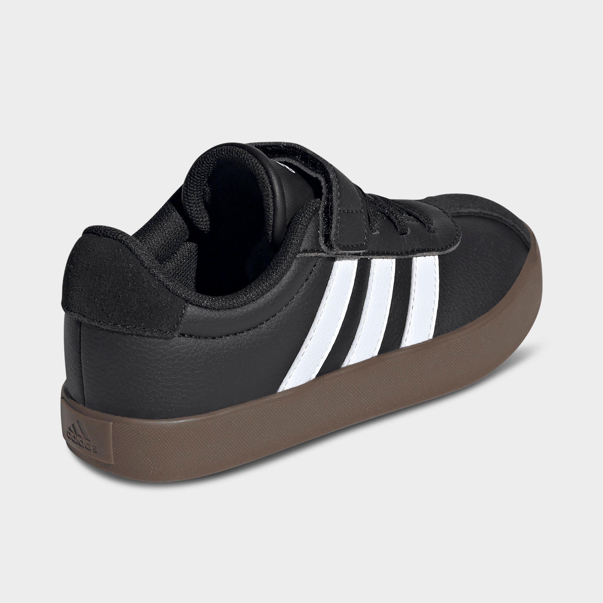 Little Kids' adidas VL Court 3.0 Hook-And-Loop Casual Shoes - Black/White - Back view