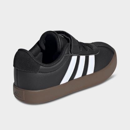 Little Kids' adidas VL Court 3.0 Hook-And-Loop Casual Shoes - Black/White - Back view