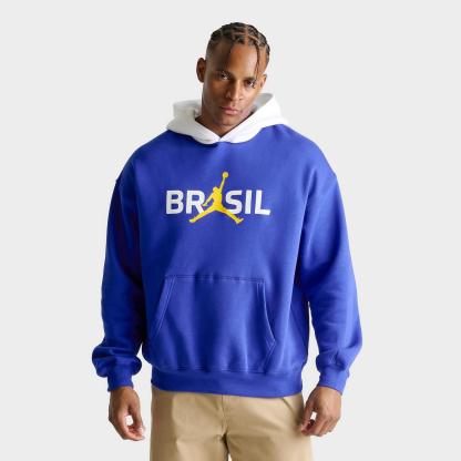 Men's Jordan Brazil Brooklyn Fleece Pullover Hoodie - Old Royal/White - view 1