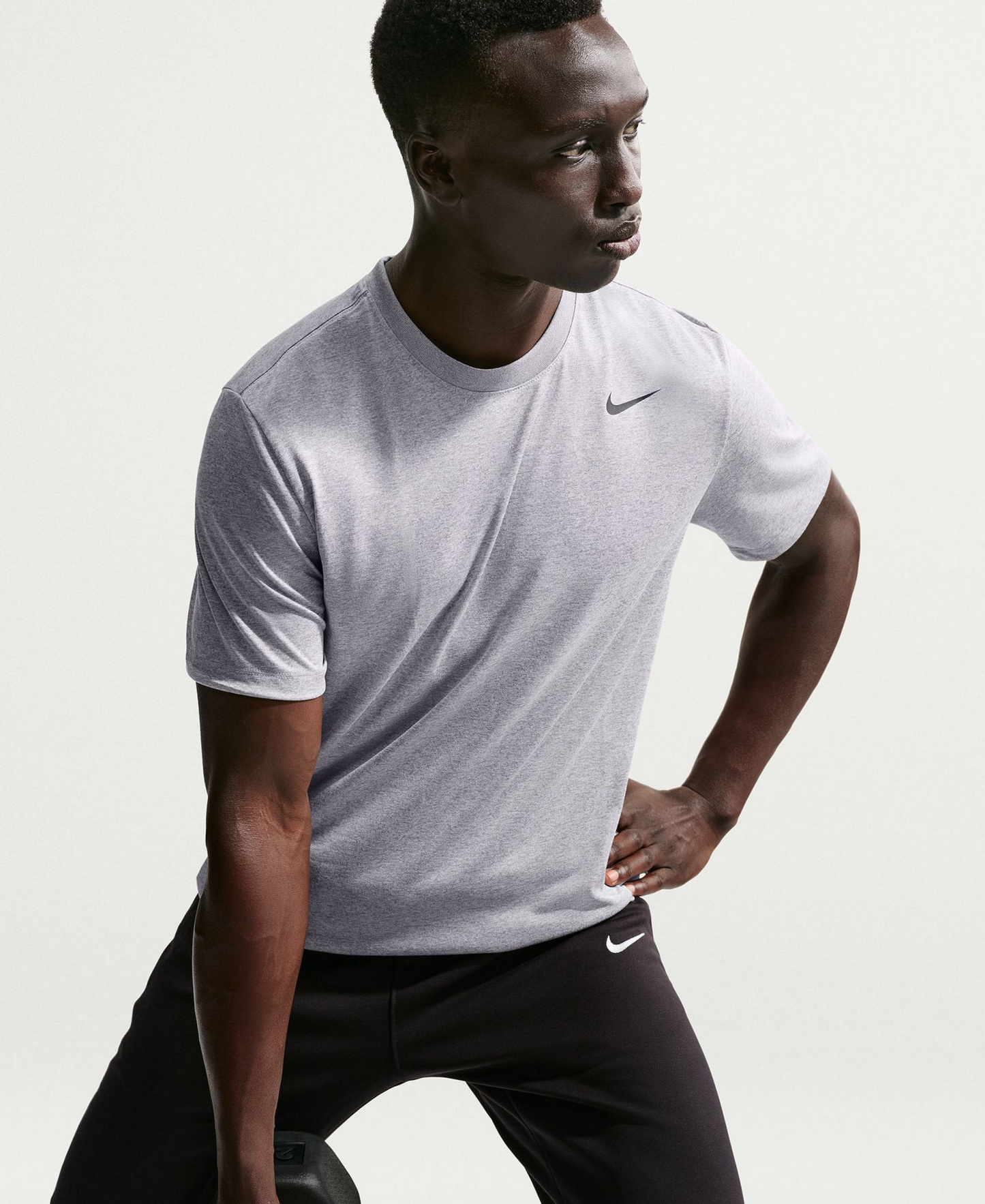 Nike Men's Dri-FIT Legend Fitness Logo T-Shirt - Tumbled Gray