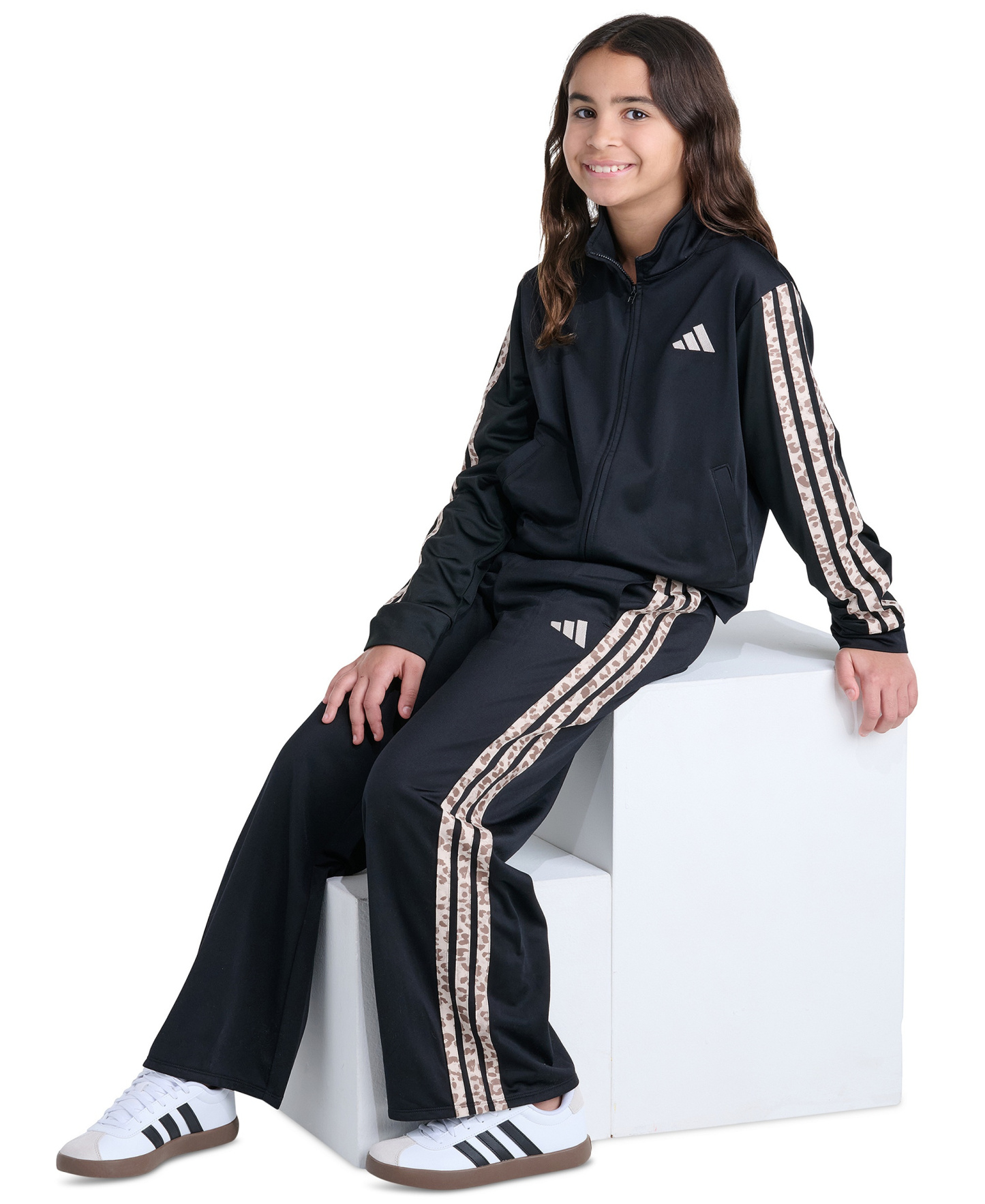 adidas Girls' 8-16 Long-Sleeve Jacket and Pants, 2-Piece Set - Black