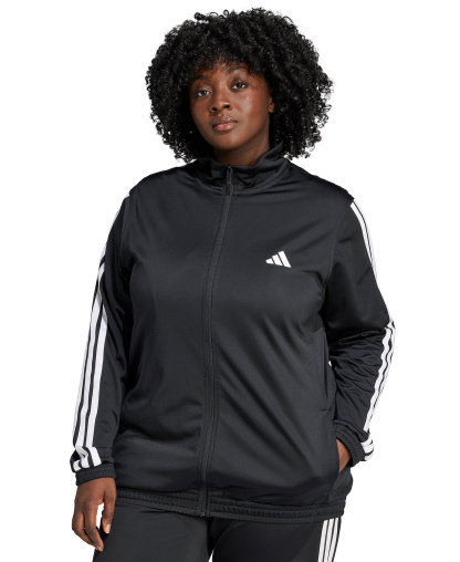 adidas Plus Size Essentials Tricot Three Stripes Track Jacket - Black/White