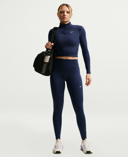 Nike Women's Seamless Front High-Waisted Leggings - Midnight Navy/White