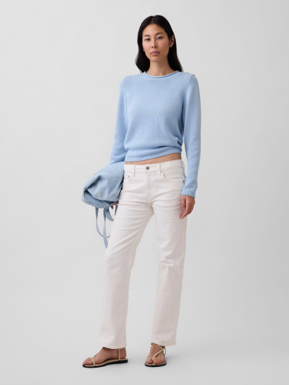 Mid Rise Corduroy Relaxed Straight Pants - Winter white