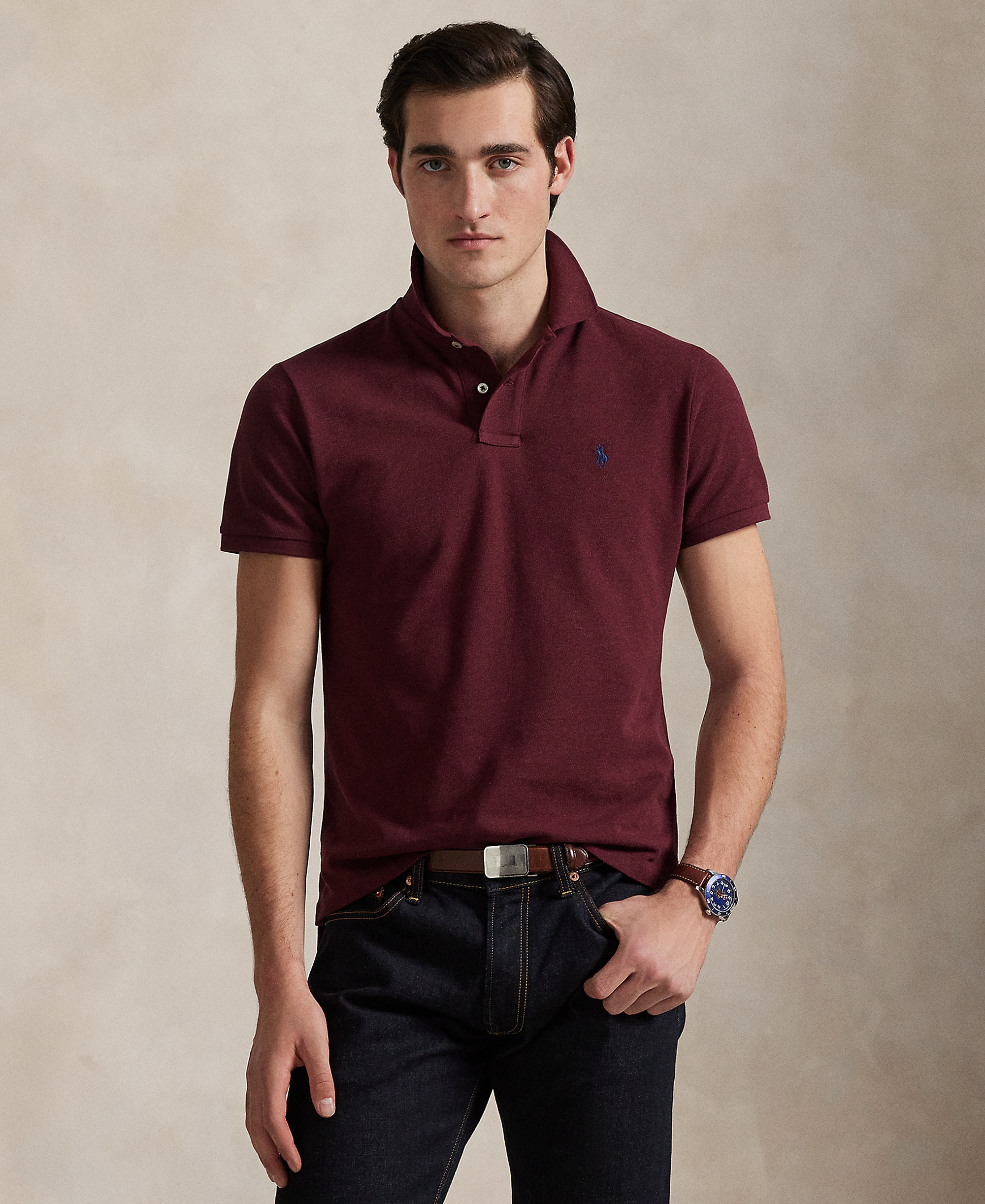 Polo Ralph Lauren Men's Classic-Fit Mesh Polo Shirt - Spring Wine Heather