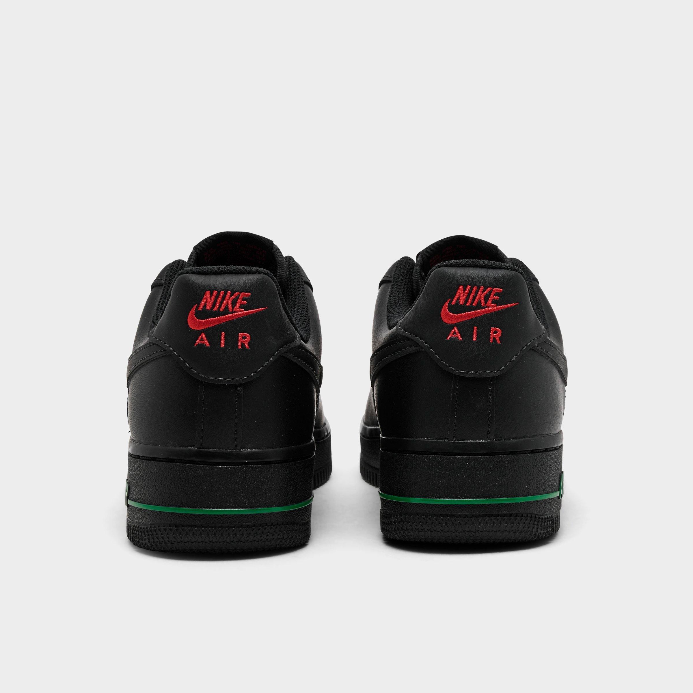 Women's Nithtke Air Force 1 '07 SE Casual Shoes - Black/Black/Sport Red/Pine Green - Back view