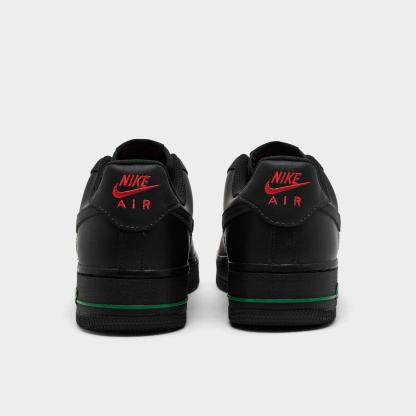Women's Nithtke Air Force 1 '07 SE Casual Shoes - Black/Black/Sport Red/Pine Green - Back view