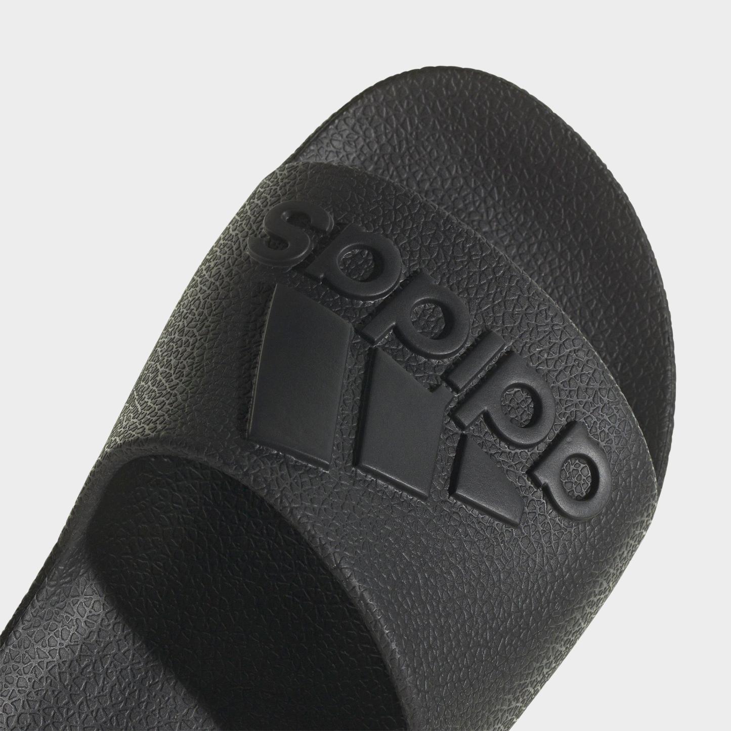 adidas adilette Aqua Slide Sandals - Black/Black/Black - Detail shot