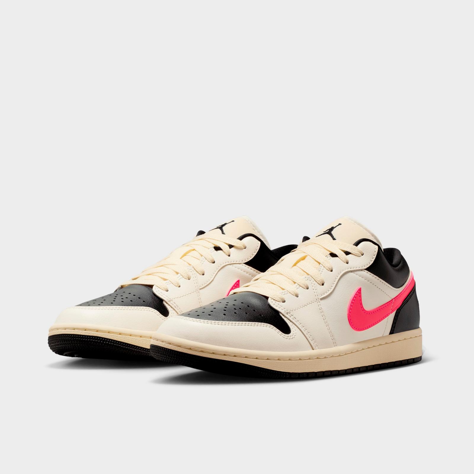 Women's Air Jordan Retro 1 Low Casual Shoes - Pale Ivory/Black/Muslin/Racer Pink - view 2