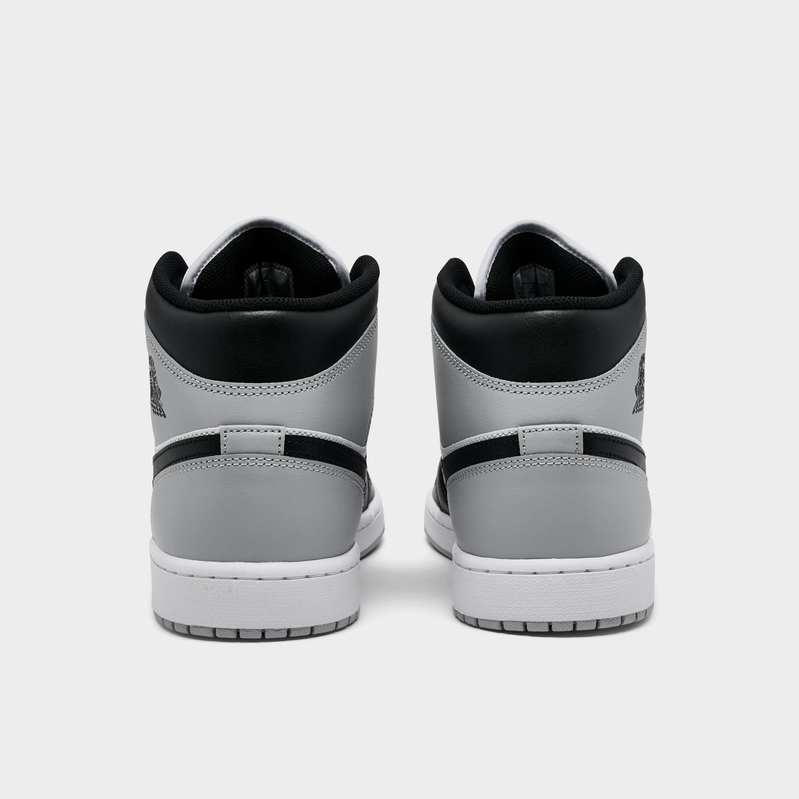 Men's Air Jordan Retro 1 Mid Casual Shoes - White/Light Smoke Grey/Black - view 4