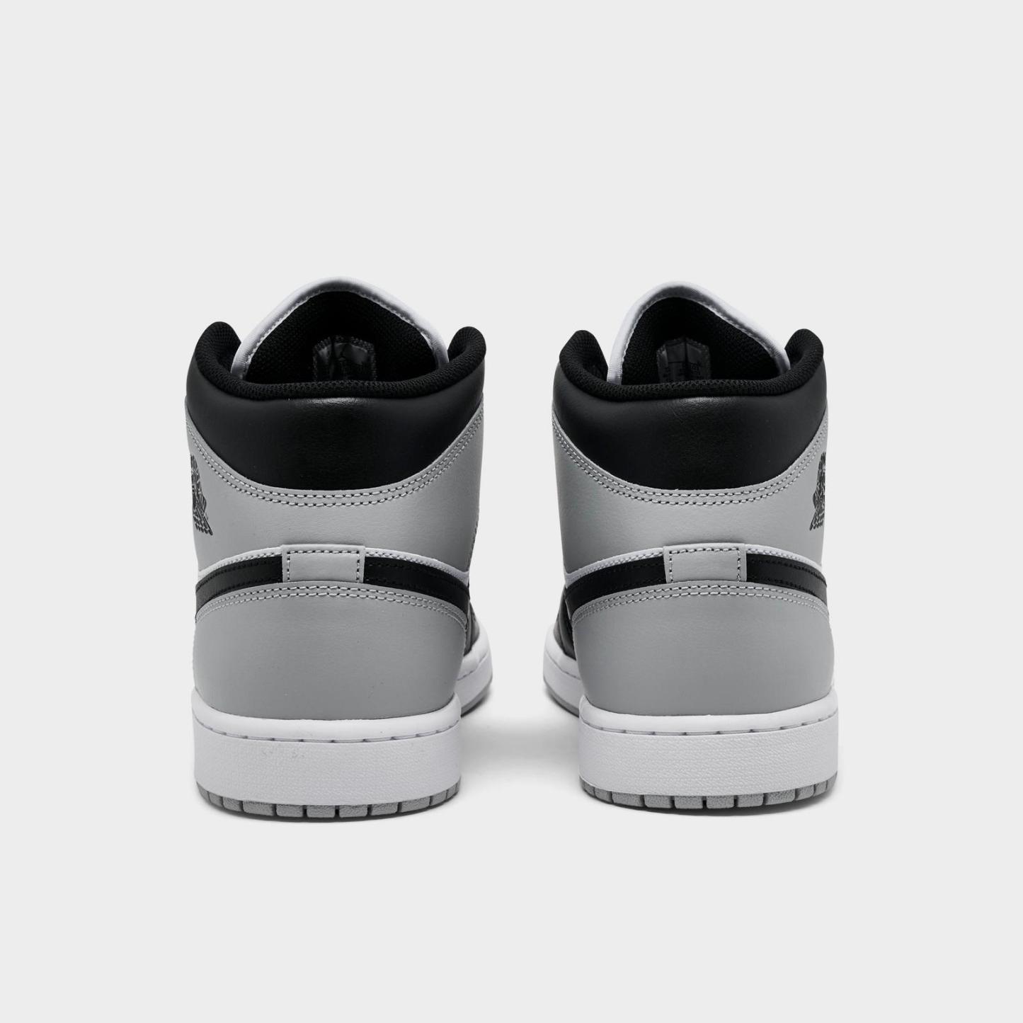 Men's Air Jordan Retro 1 Mid Casual Shoes - White/Light Smoke Grey/Black - view 4