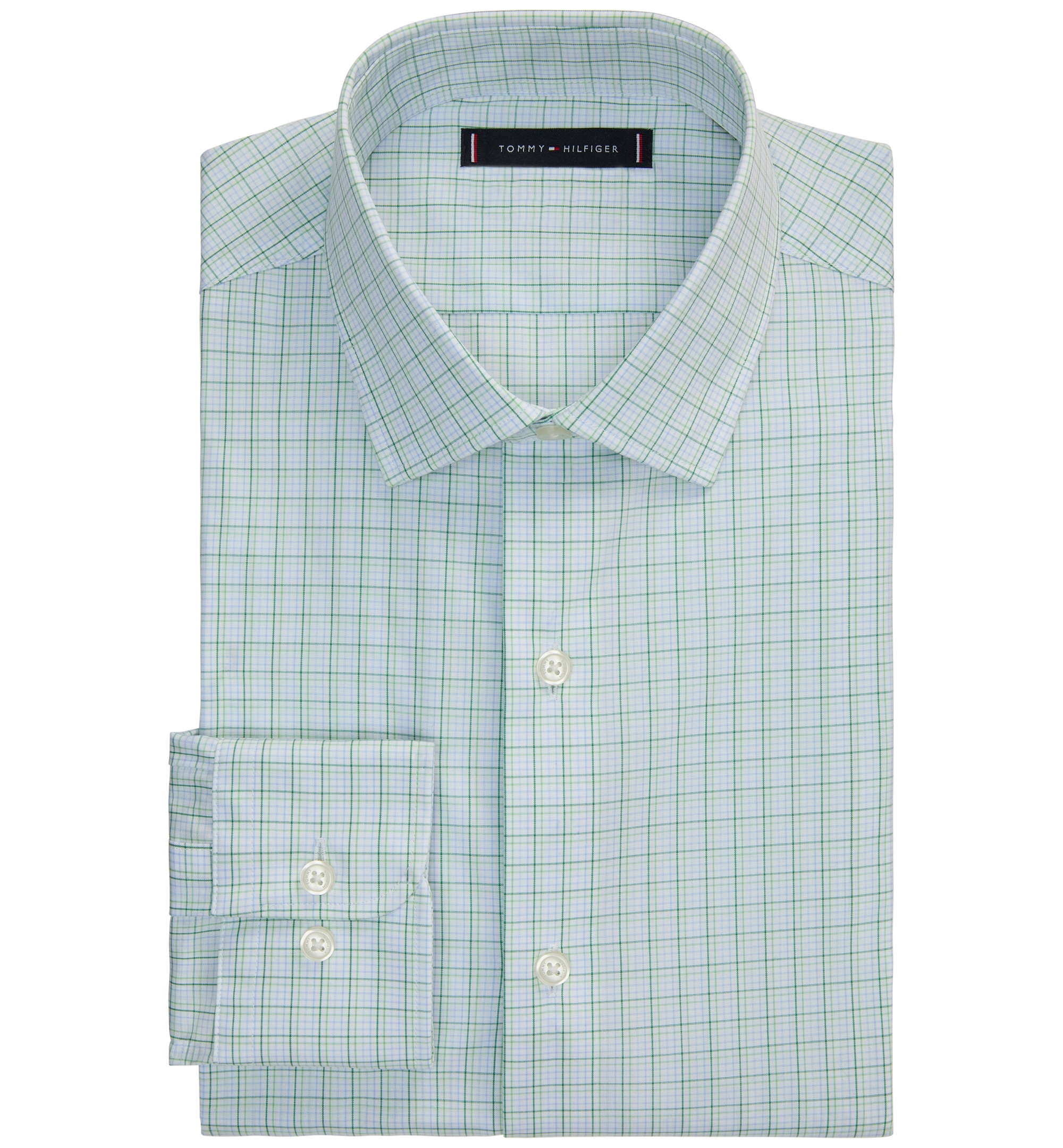 Tommy Hilfiger Men's TH Flex Twill Regular-Fit Dress Shirt - Green