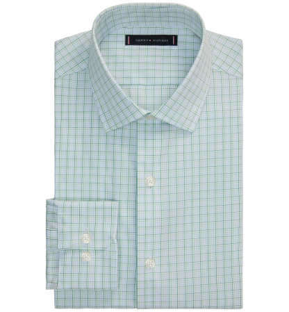 Tommy Hilfiger Men's TH Flex Twill Regular-Fit Dress Shirt - Green
