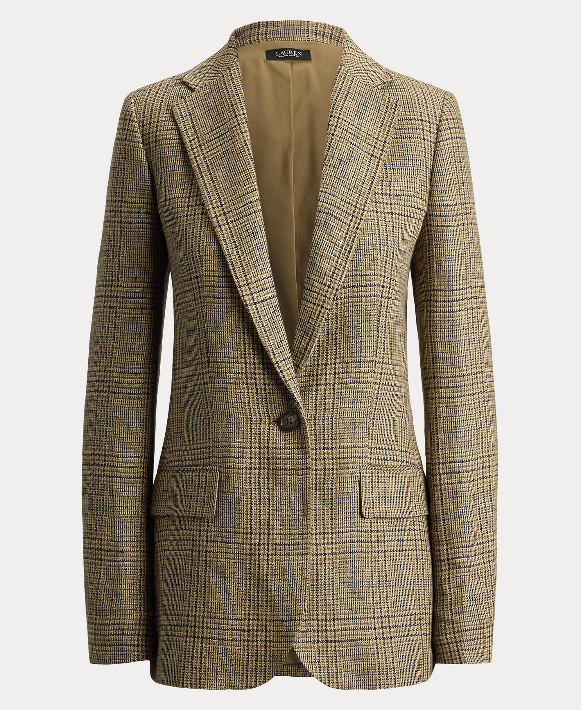 Lauren Ralph Lauren Women's Glen Plaid Padded Blazer - Tan/black Multi