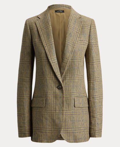 Lauren Ralph Lauren Women's Glen Plaid Padded Blazer - Tan/black Multi