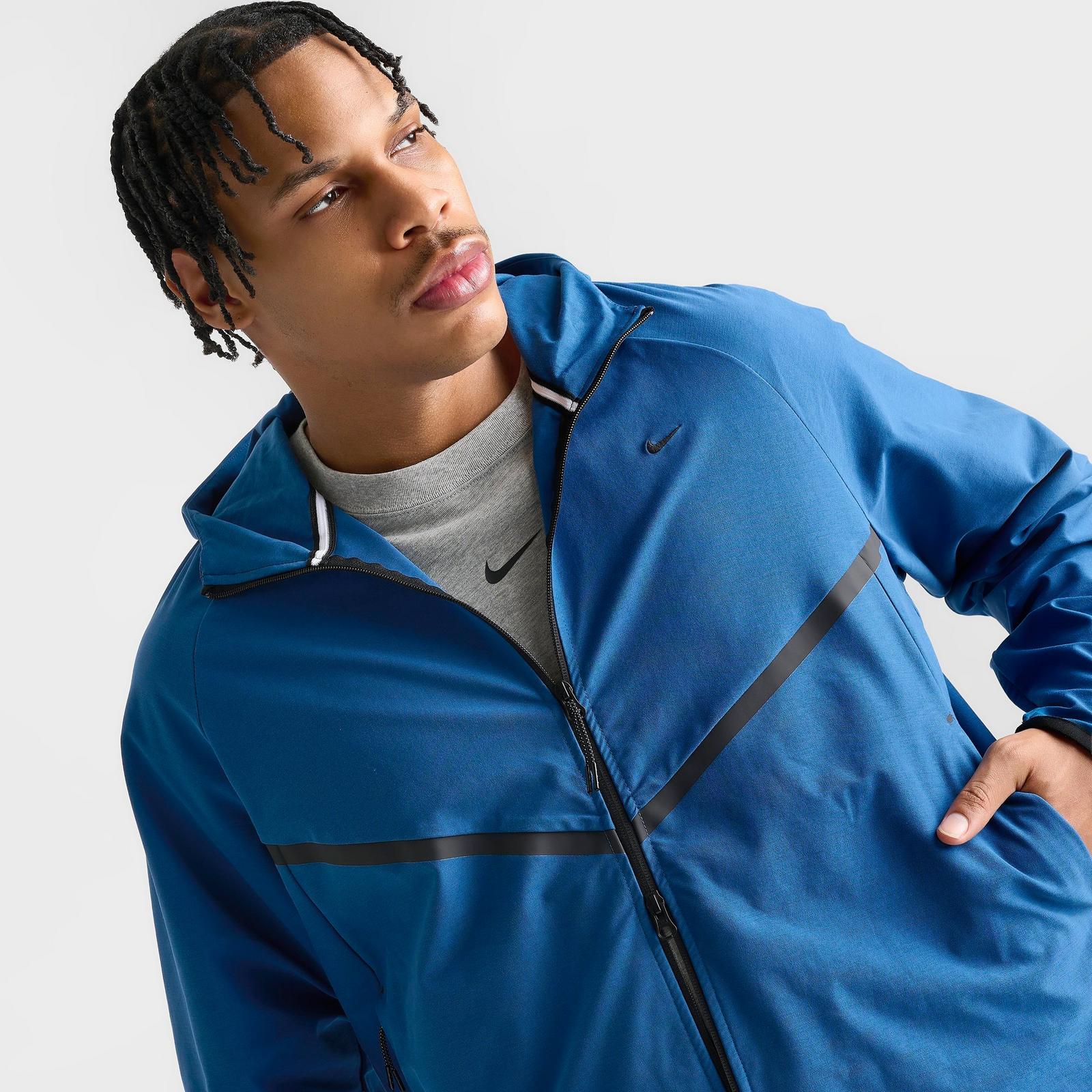 Men's Nike Tech Shori Knit Full-Zip Windbreaker Jacket - Court Blue/Black
