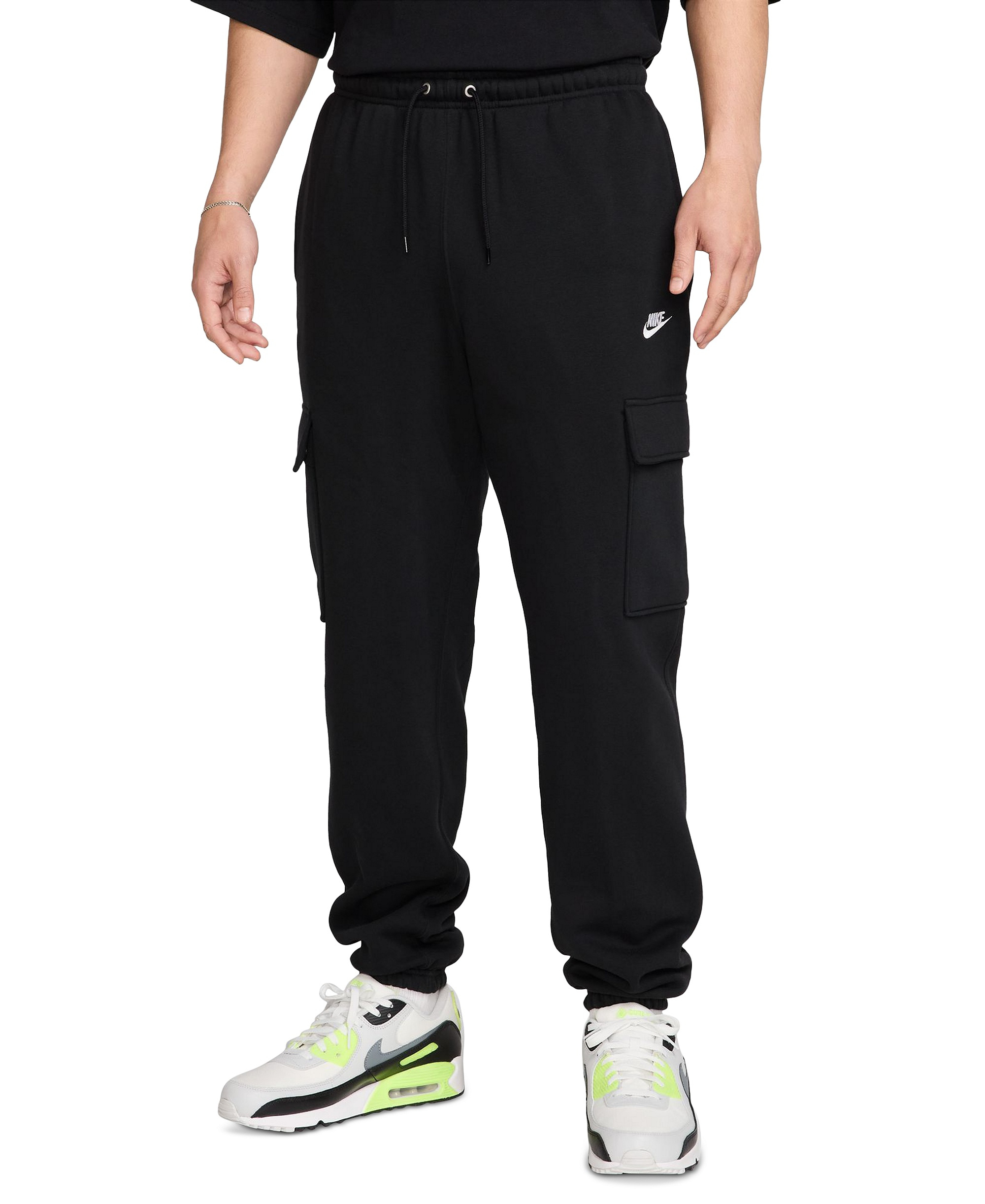 Nike Men's Club Fleece Cargo Regular-Fit Pants - Black/White