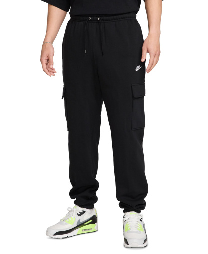 Nike Men's Club Fleece Cargo Regular-Fit Pants - Black/White