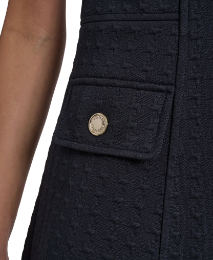 Tommy Hilfiger Women's Short-Sleeve Textured Knit Front Zipper Shift Dress - Sky Captain