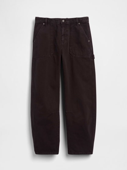 Mid Rise Barrel Utility Ankle Pants - Terra brown