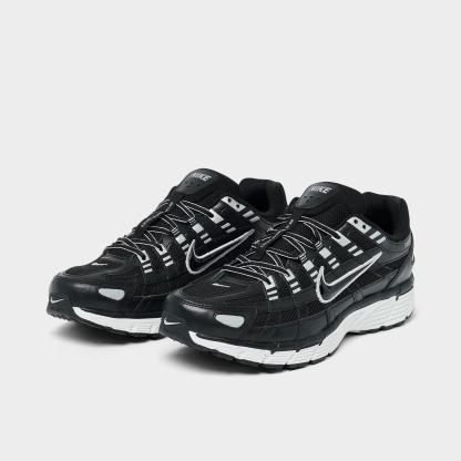 Men's Nithtke P-6000 Casual Shoes - Part 3 - Black/White/Metallic Silver/Black - Both shoes facing left