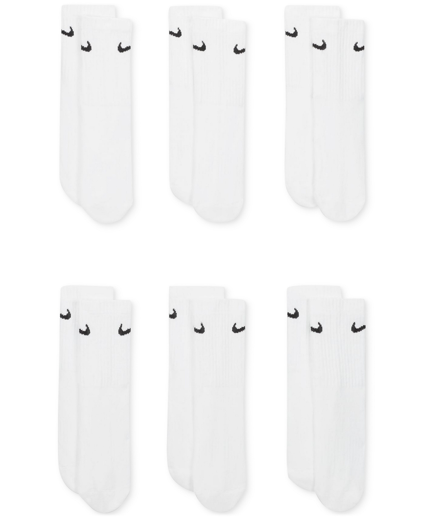 Nike Big Kids' Cushioned Crew Socks, 6 Pairs - White