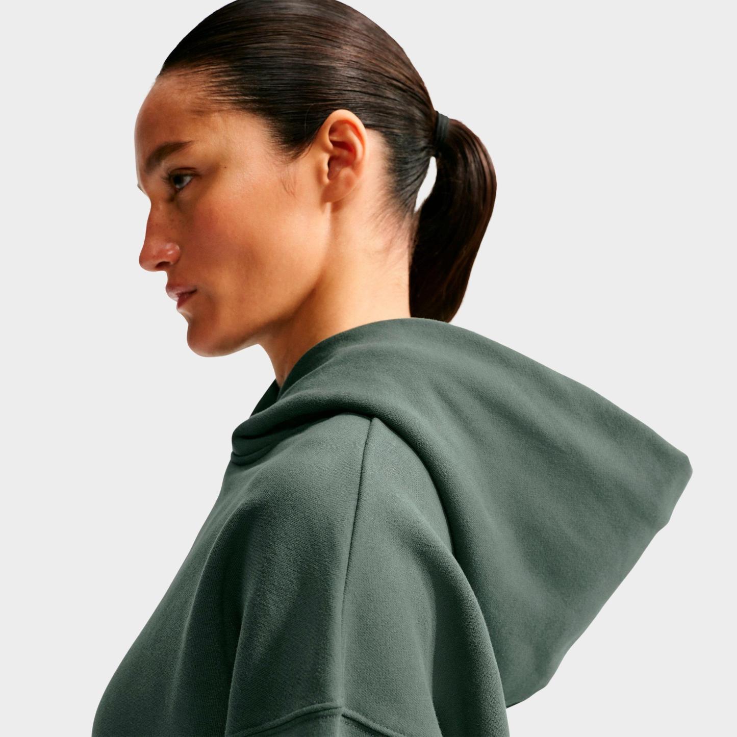 Women's Nithtke Studio Fleece Medium-Weight Camo Oversized Pullover Hoodie - Camo Green/Sail