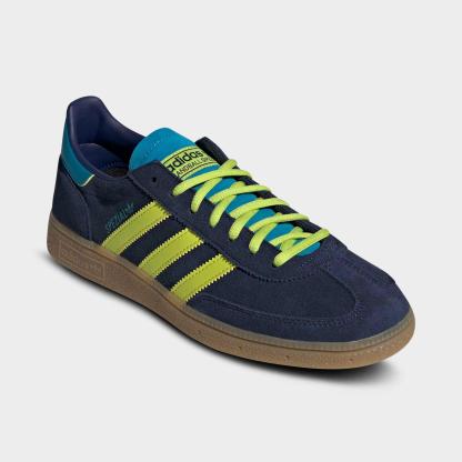 Men's adidas Originals Colombia Handball Spezial Casual Shoes - Mystery Petrol/Team Navy Blue/Semi Solar Yellow - Both shoes facing left