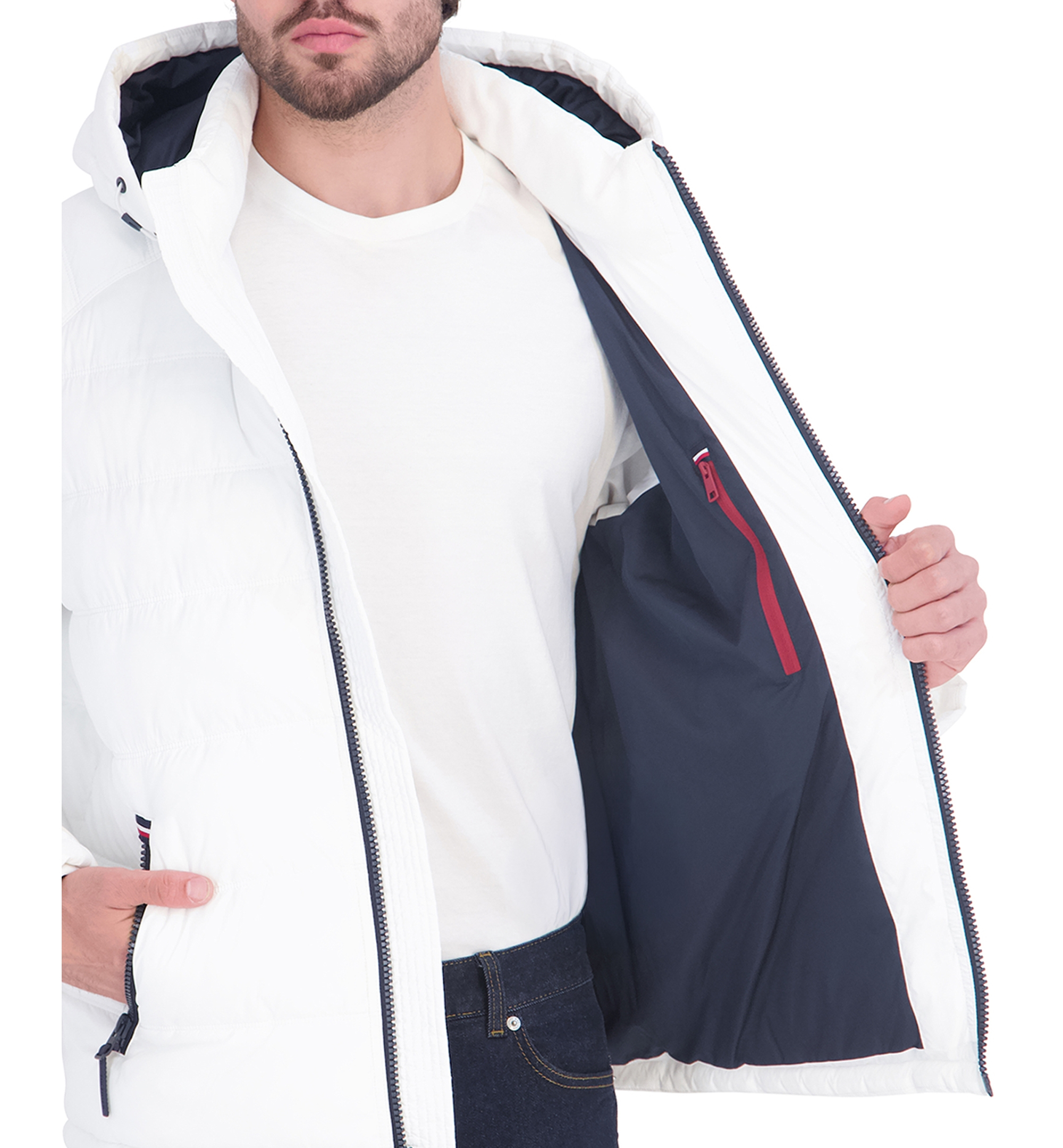 Tommy Hilfiger Men's Hooded Puffer Jacket - White