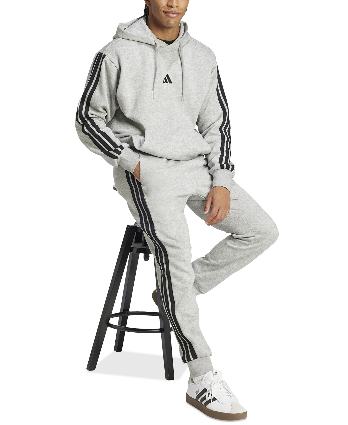 adidas Men's Essentials Three-Stripes Regular-Fit Fleece Joggers - Magh/Black