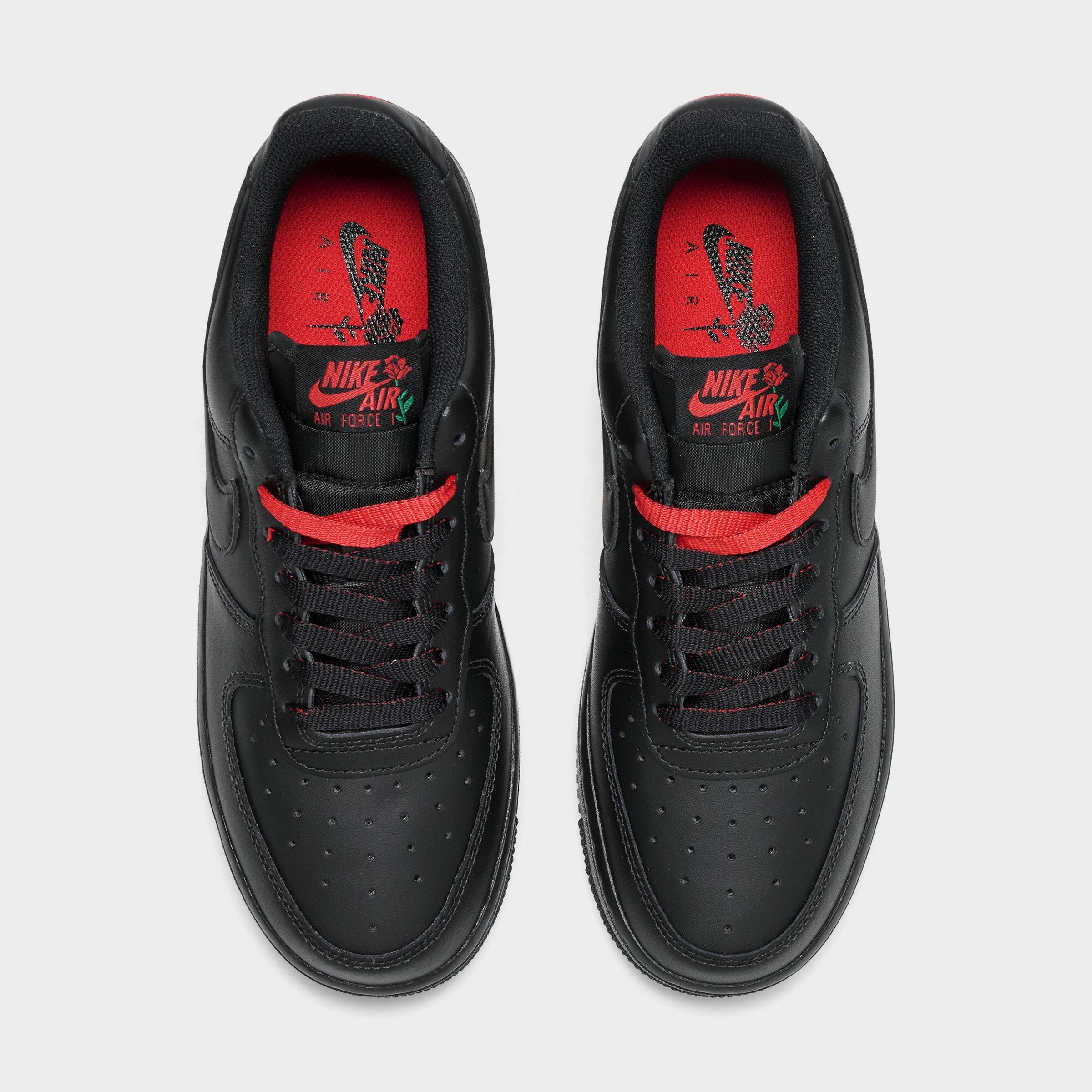 Women's Nithtke Air Force 1 '07 SE Casual Shoes - Black/Black/Sport Red/Pine Green - Top view