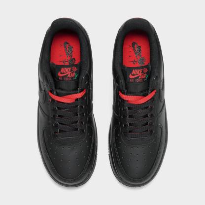 Women's Nithtke Air Force 1 '07 SE Casual Shoes - Black/Black/Sport Red/Pine Green - Top view