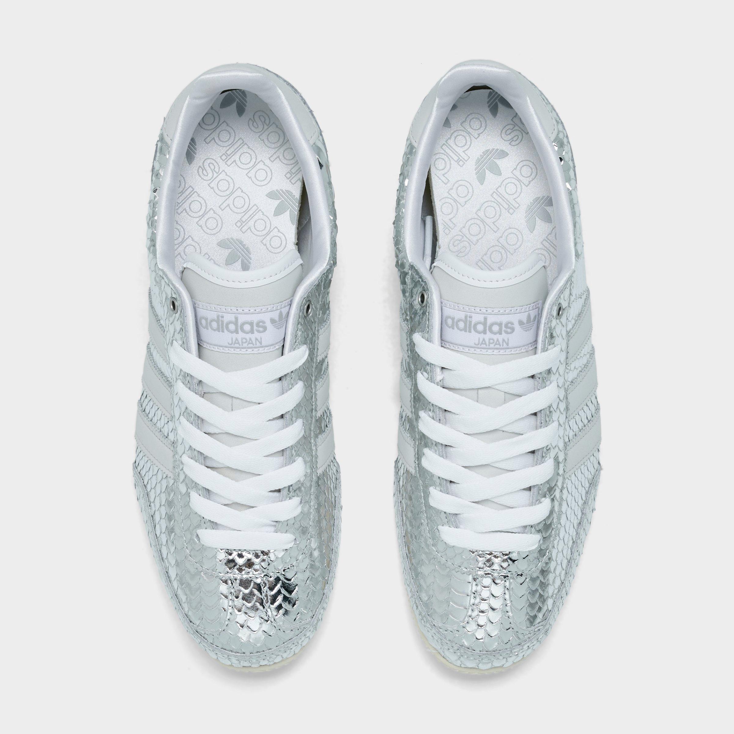 Women's adidas Originals Japan Croc Casual Shoes - Silver Metallic/Silver Metallic/White - Top view