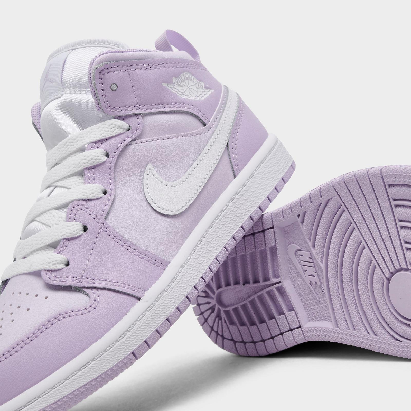 Little Kids' Air Jordan Retro 1 Mid Casual Shoes - Violet Mist/Barely Grape/White - view 3