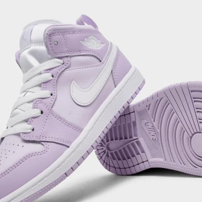 Little Kids' Air Jordan Retro 1 Mid Casual Shoes - Violet Mist/Barely Grape/White - view 3
