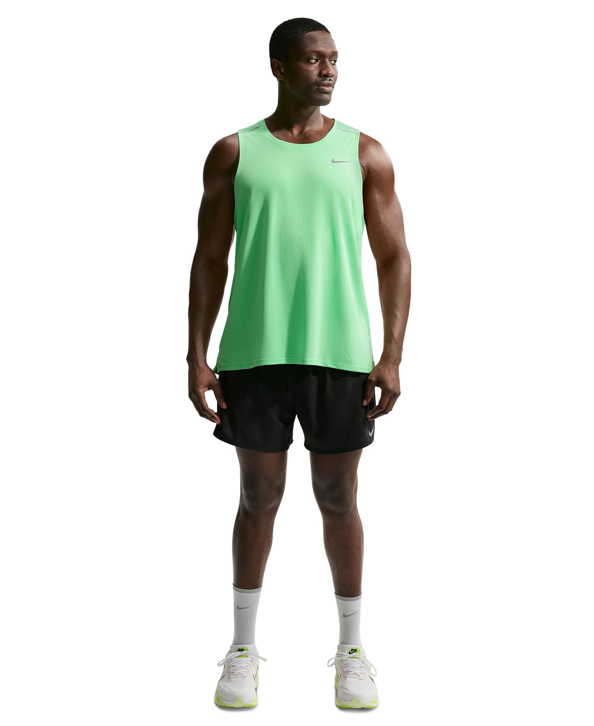 Nike Men's Miler Dri-Fit Running Tank Top - Illusion Green/Reflective Silver
