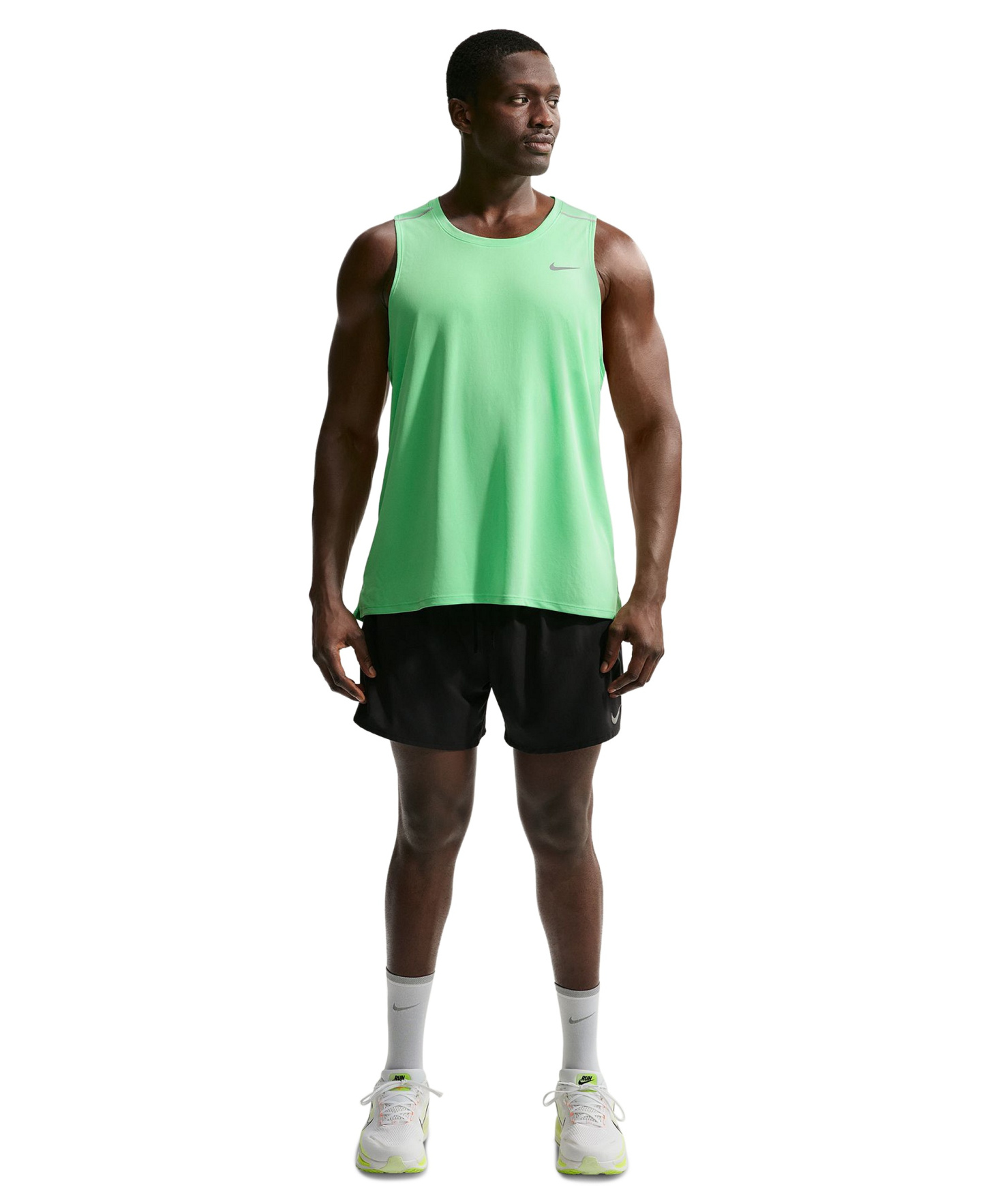 Nike Men's Miler Dri-Fit Running Tank Top - Illusion Green/Reflective Silver